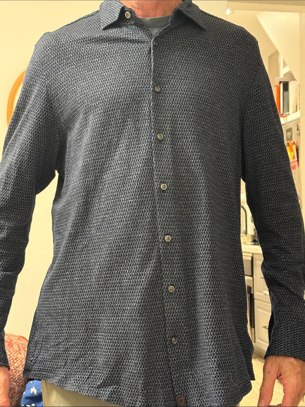 Strellson Navy Textured Long-Sleeve Button-Down Shirt
